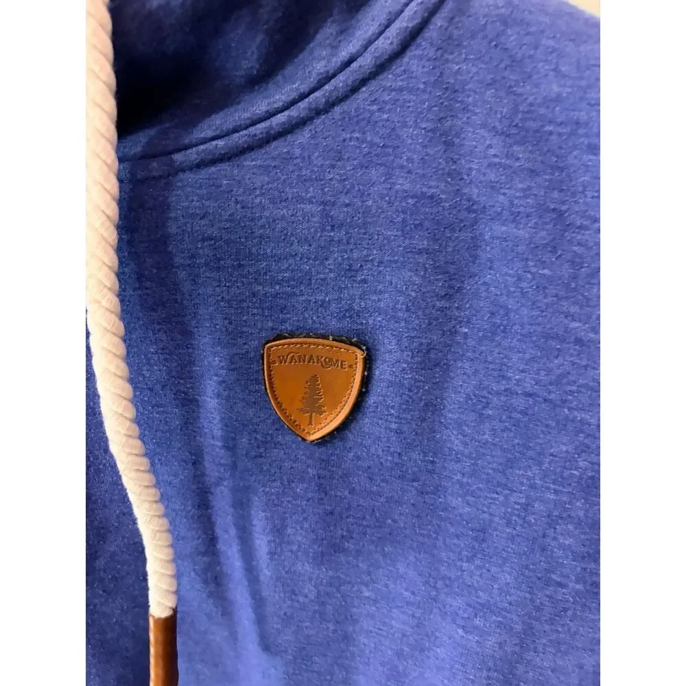 Wanakome Salami Jones III Blue Gray Melange Long Pullover Sweatshirt Large